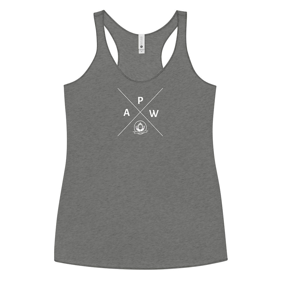 Thumbnail: APW Crisscross Logo Women's Racerback Tank in Black, Purple, or Grey
