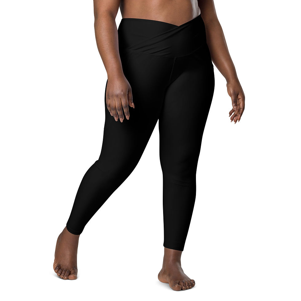 Thumbnail: Black Crossover leggings with pockets - White APW Logo