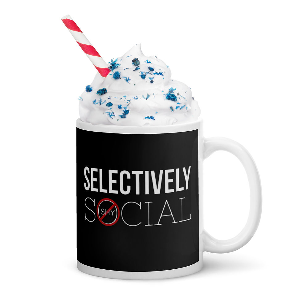 Thumbnail: Selectively Social Not Shy Glossy Black Mug