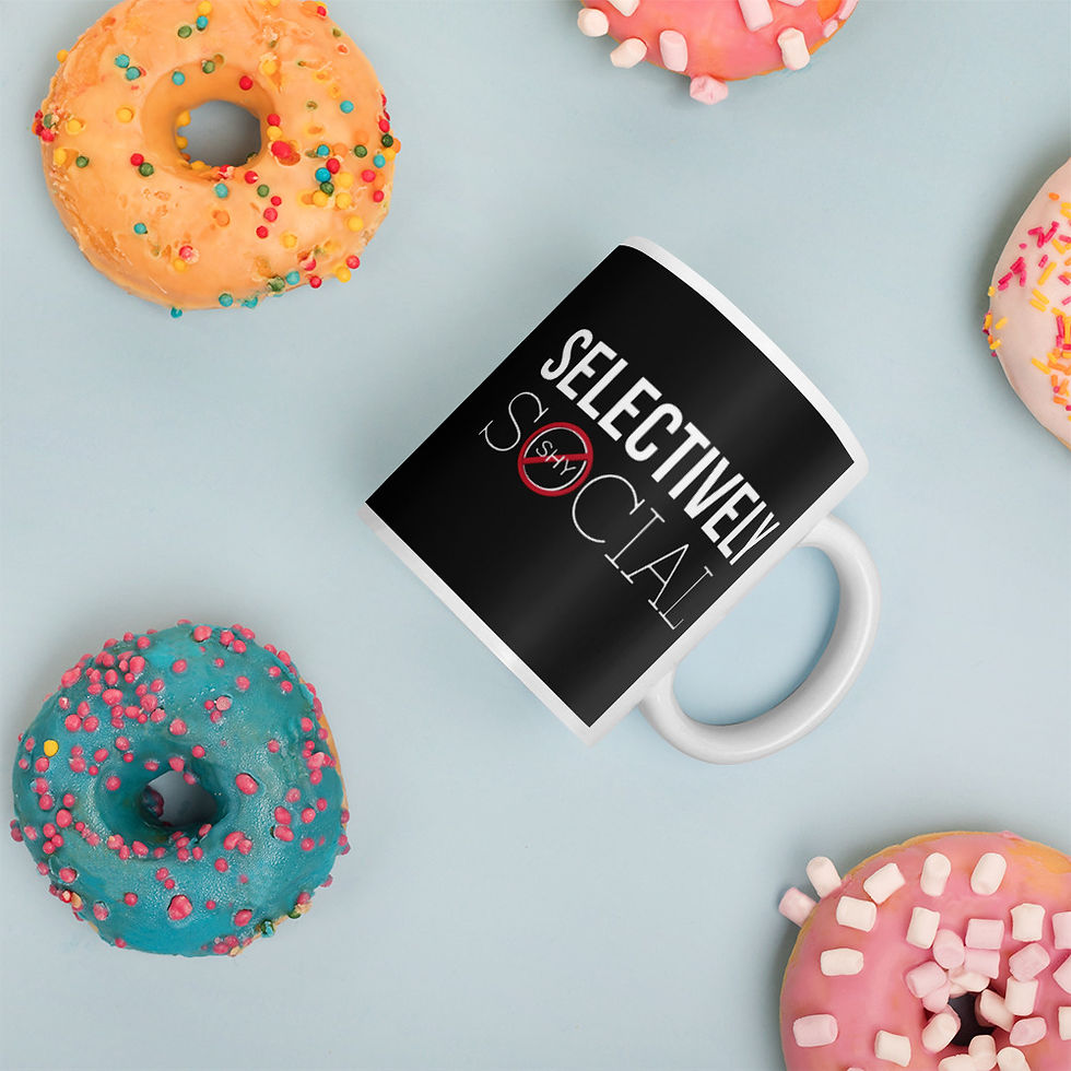 Thumbnail: Selectively Social Not Shy Glossy Black Mug