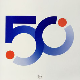 50 blue gradient with red circles