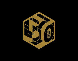 50 gold geometric cube shapes
