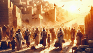 Exiles leaving the ancient city of Jerusalem | Dovid Englard
