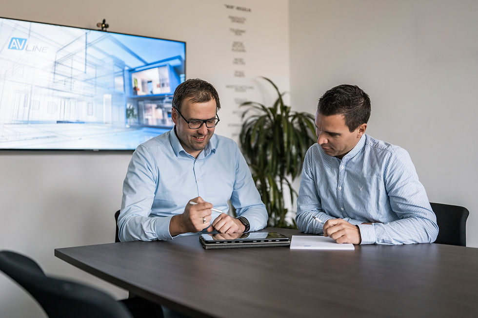 Dieses Bild zeigt Niels Kenter und Markus Faust von AV-Line