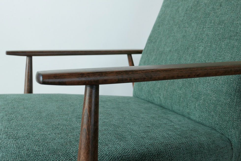 Thumbnail: Green Fox Armchair, Type 300-190, After renovation. Walnut wood