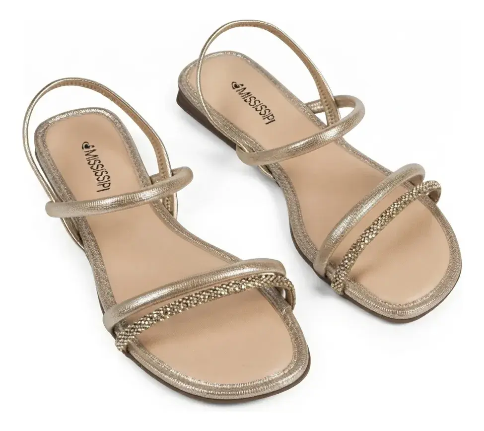 Sandalia Rasteira Mississipi J2781 Champagne