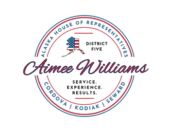 This is the campaign logo for Aimee Williams. It lists out her tagline, Service. Experience. Results.