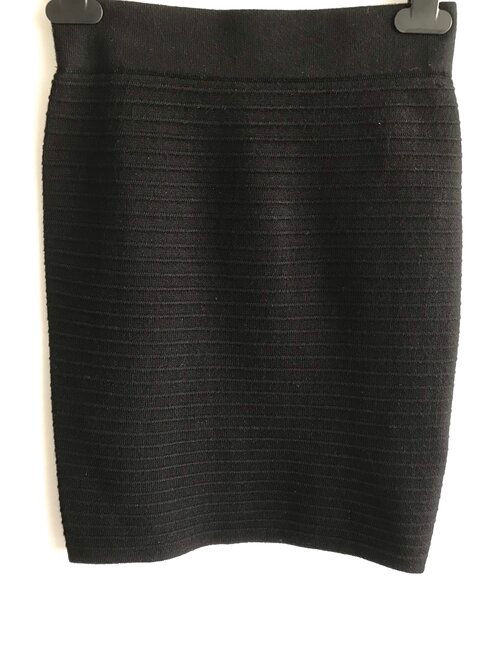 Thumbnail: Black Short Ribbed Skirt