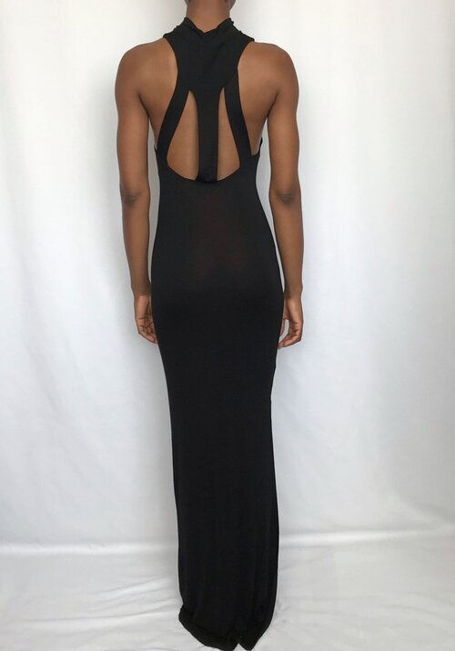 Thumbnail: Black Maxi Dress with a side split