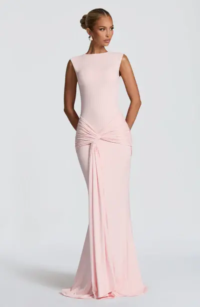 Cyan Drape One-Shoulder Maxi