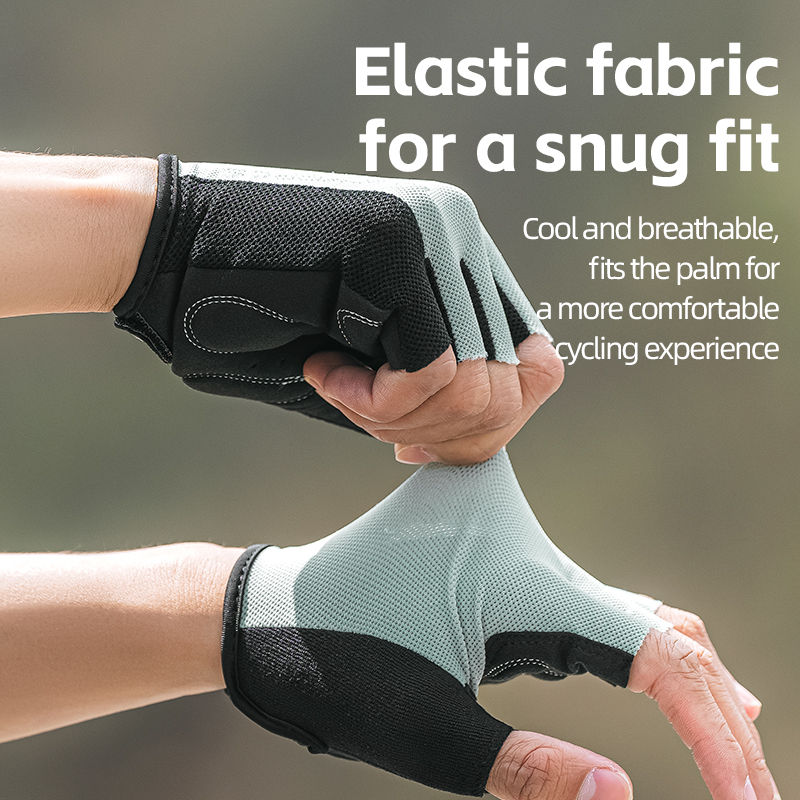 Thumbnail: ROCKBROS Bike Gloves Half Finger Summer Breathable Anti-slip SBR Pad Shockproof 