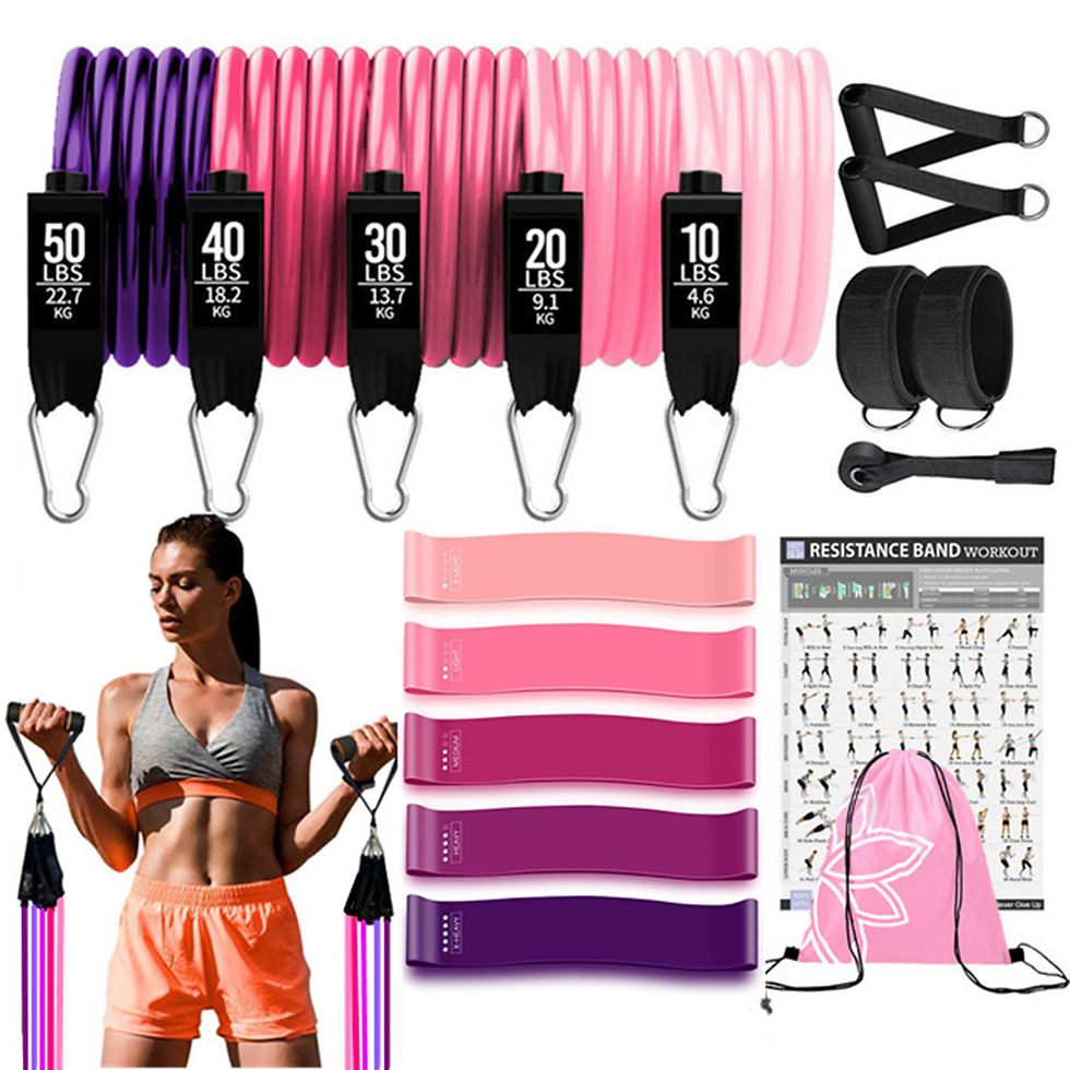 Thumbnail: Workout Bar Fitness Resistance Bands Set Pilates Yoga Pull Rope Exercise Trainin