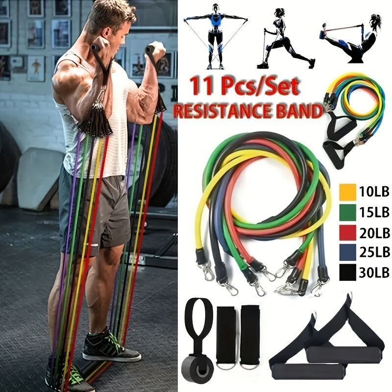Thumbnail: 11pcs/Set Pull Rope, Resistance Bands, Portable Fitness Equipment, Ankle Strap, 