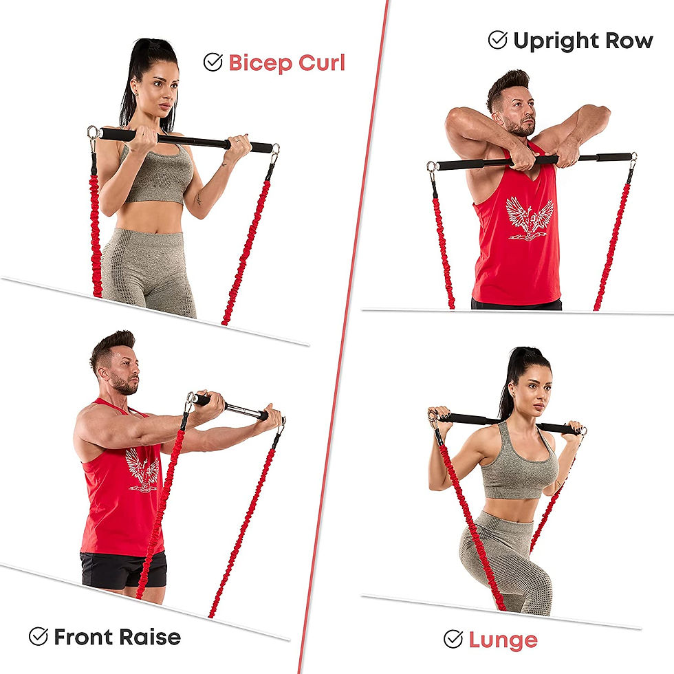 Thumbnail: Workout Bar Fitness Resistance Bands Set Pilates Yoga Pull Rope Exercise Trainin