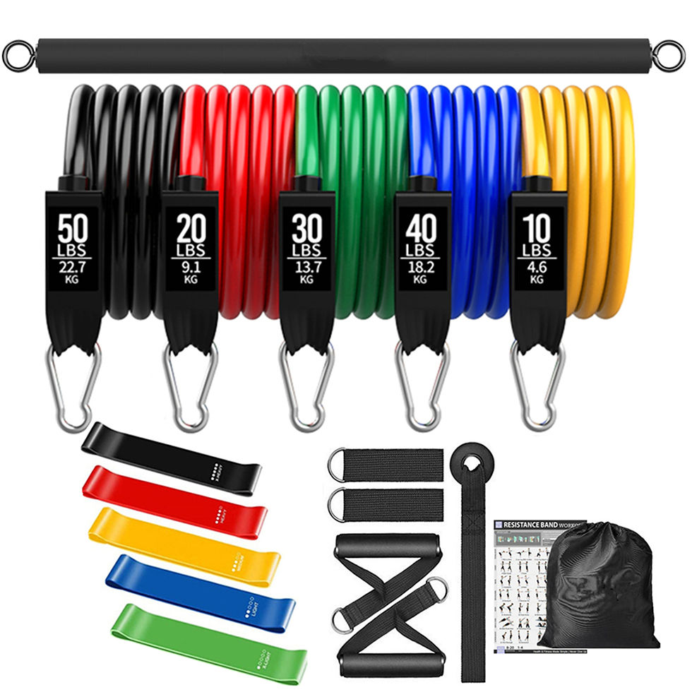 Thumbnail: Workout Bar Fitness Resistance Bands Set Pilates Yoga Pull Rope Exercise Trainin