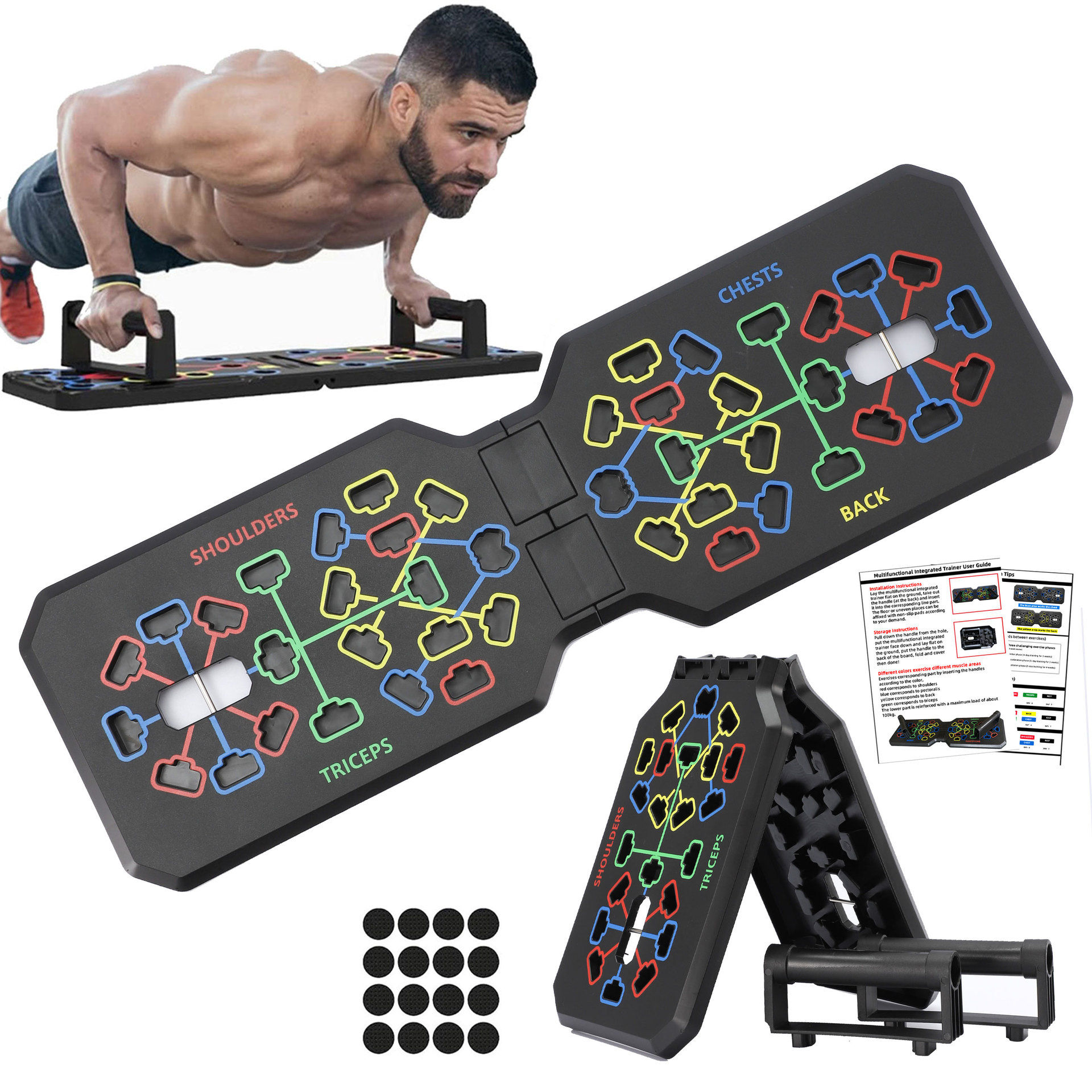 Foldable Fitness Equipment Portable Multifunctional Push-up Board Set With Handl