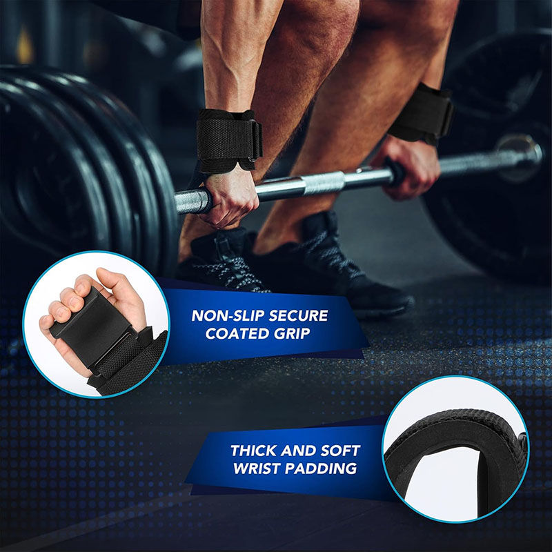 Thumbnail: Weight Lifting Hook Grips With Wrist Wraps Hand-Bar Wrist Strap Gym Fitness Hook