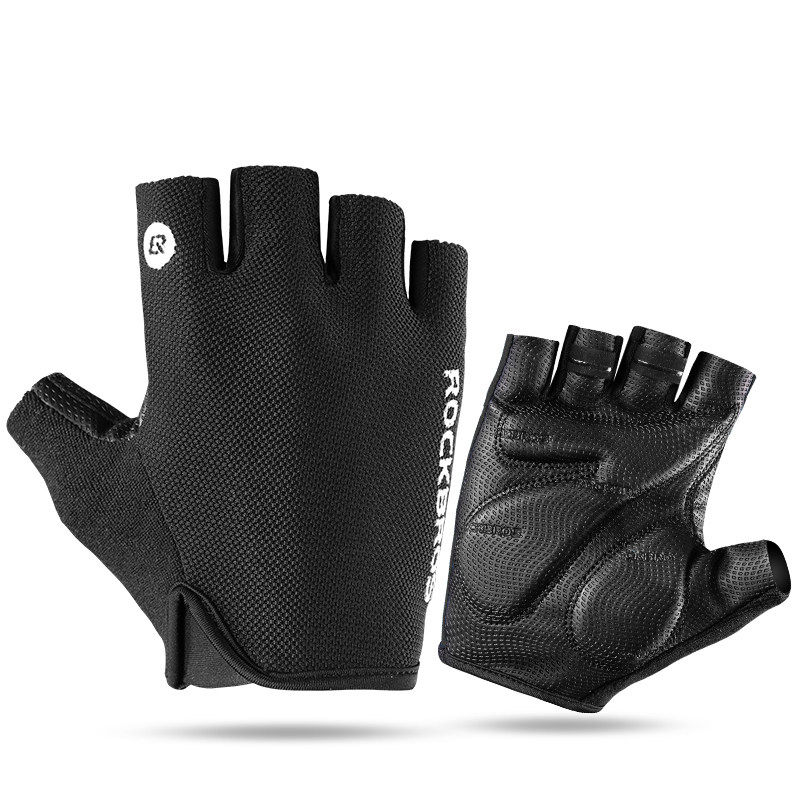 Thumbnail: ROCKBROS Bike Gloves Half Finger Summer Breathable Anti-slip SBR Pad Shockproof 