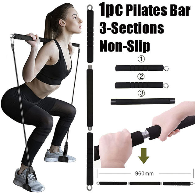 Thumbnail: Workout Bar Fitness Resistance Bands Set Pilates Yoga Pull Rope Exercise Trainin