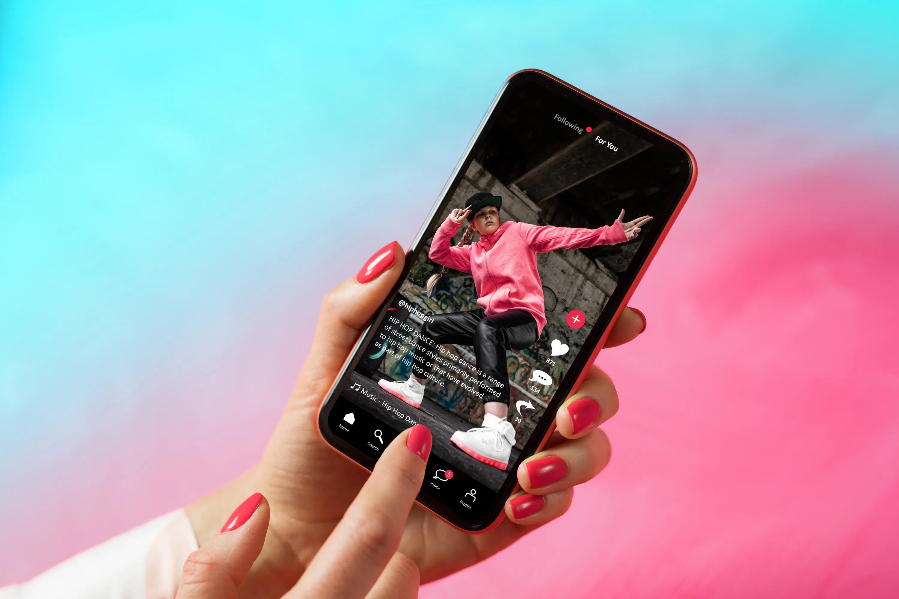 person holding mobile phone and using TikTok social media platform