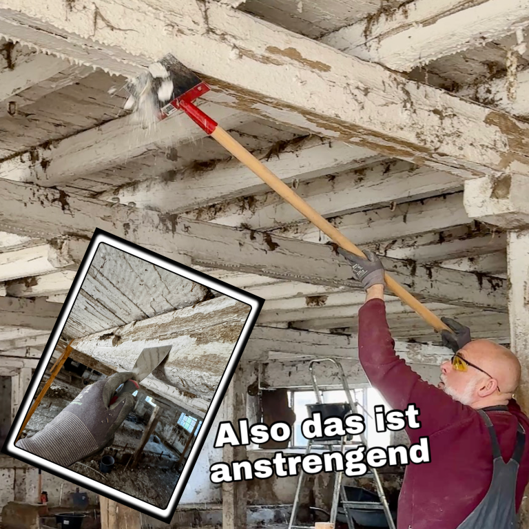 dicker Kalkanstrich wird grob entfernt