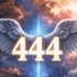 444 angel number symbolized by glowing numerals with angel wings, representing spiritual guidance, protection, and divine support