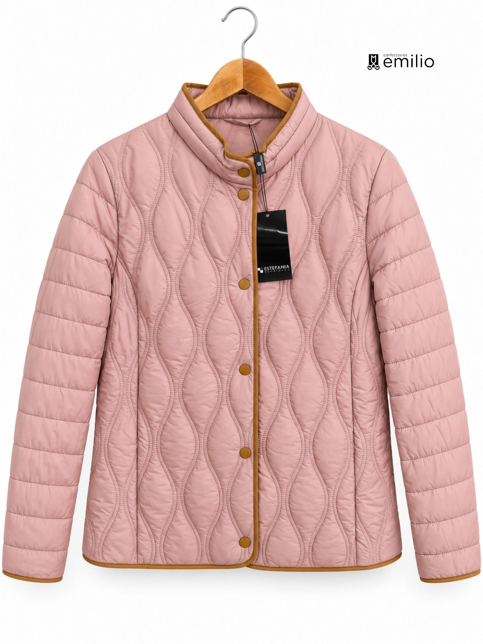 Chaqueta acolchada rosa empolvado de mujer Estefanía