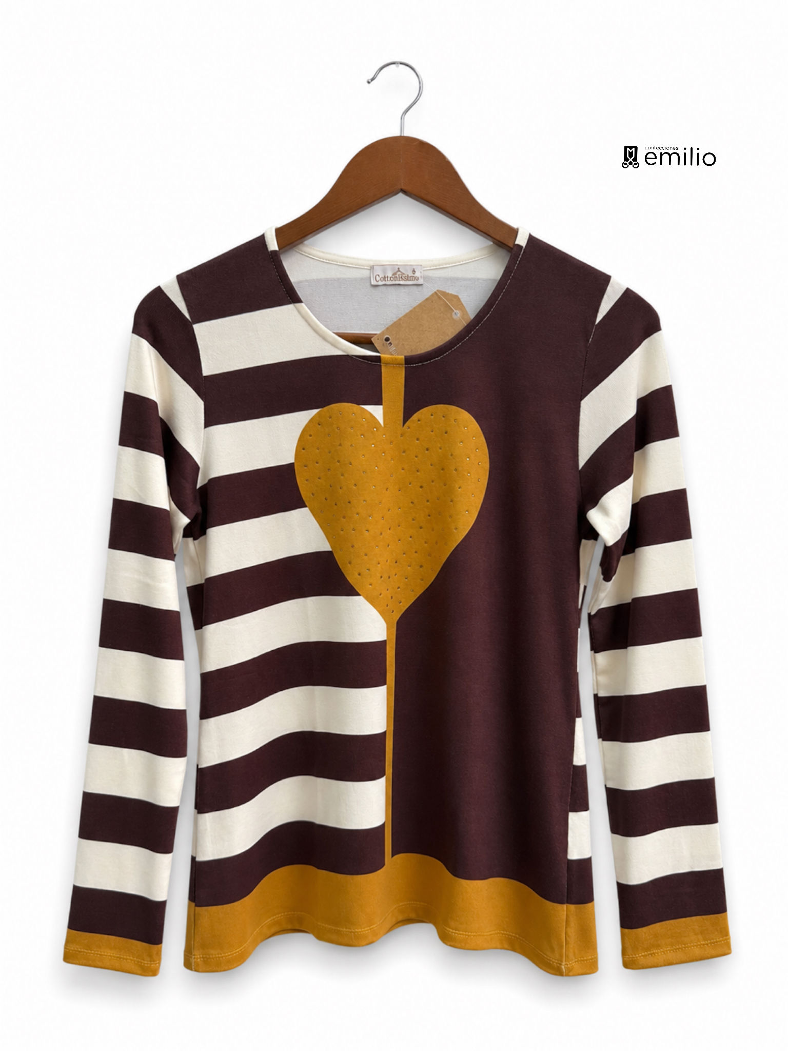 Camiseta de punto con corazón en contraste