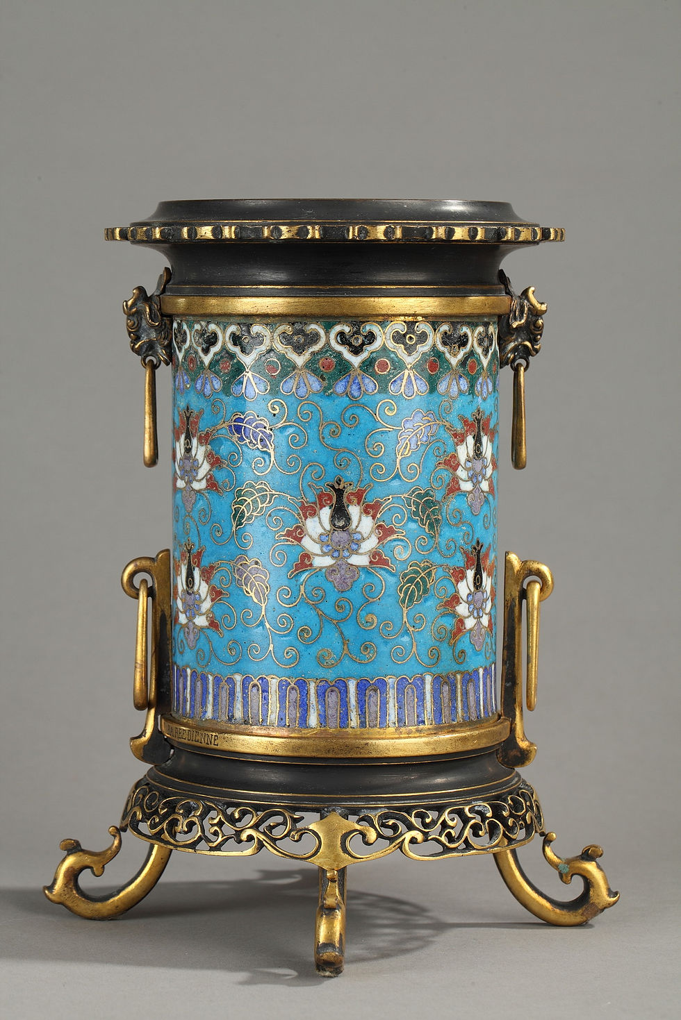 Thumbnail: Cloisonne bronze roller vase F. Barbedienne
