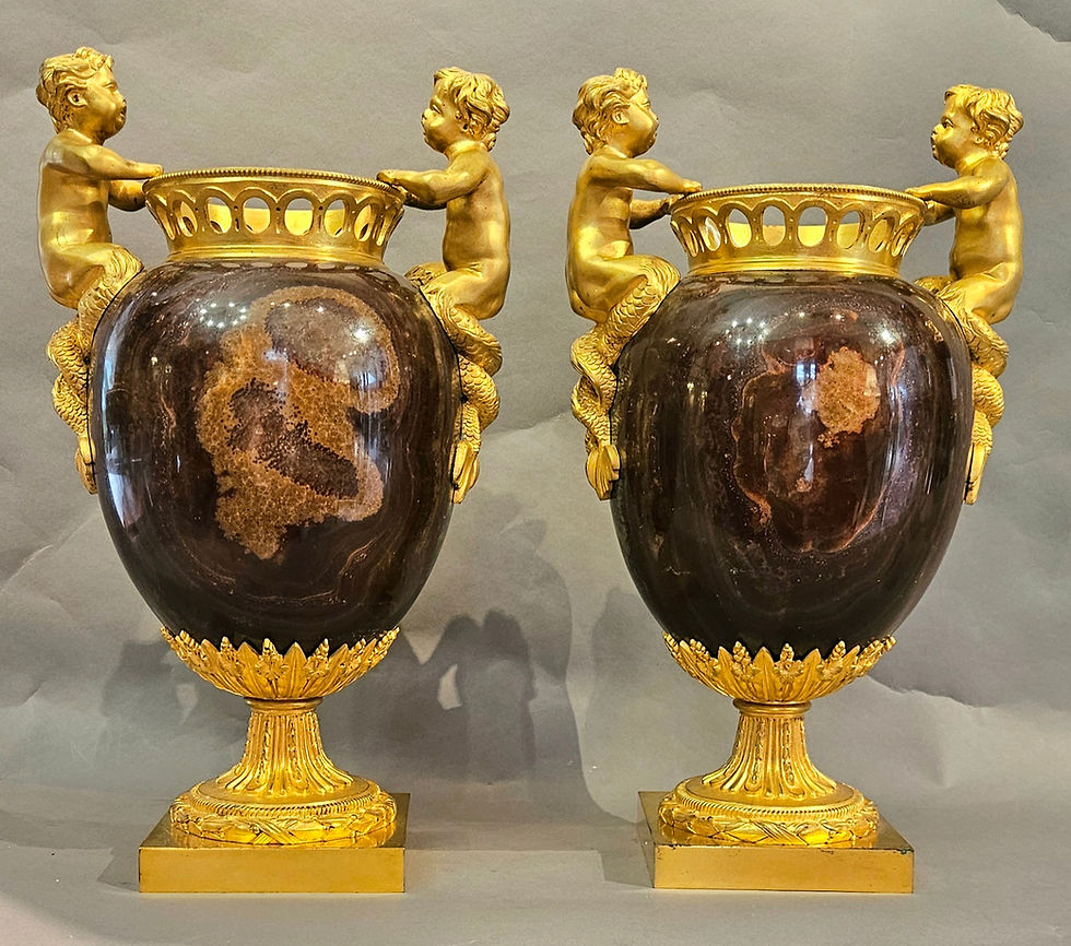 paire de vases en jaspe et bronze doré, att. thomire