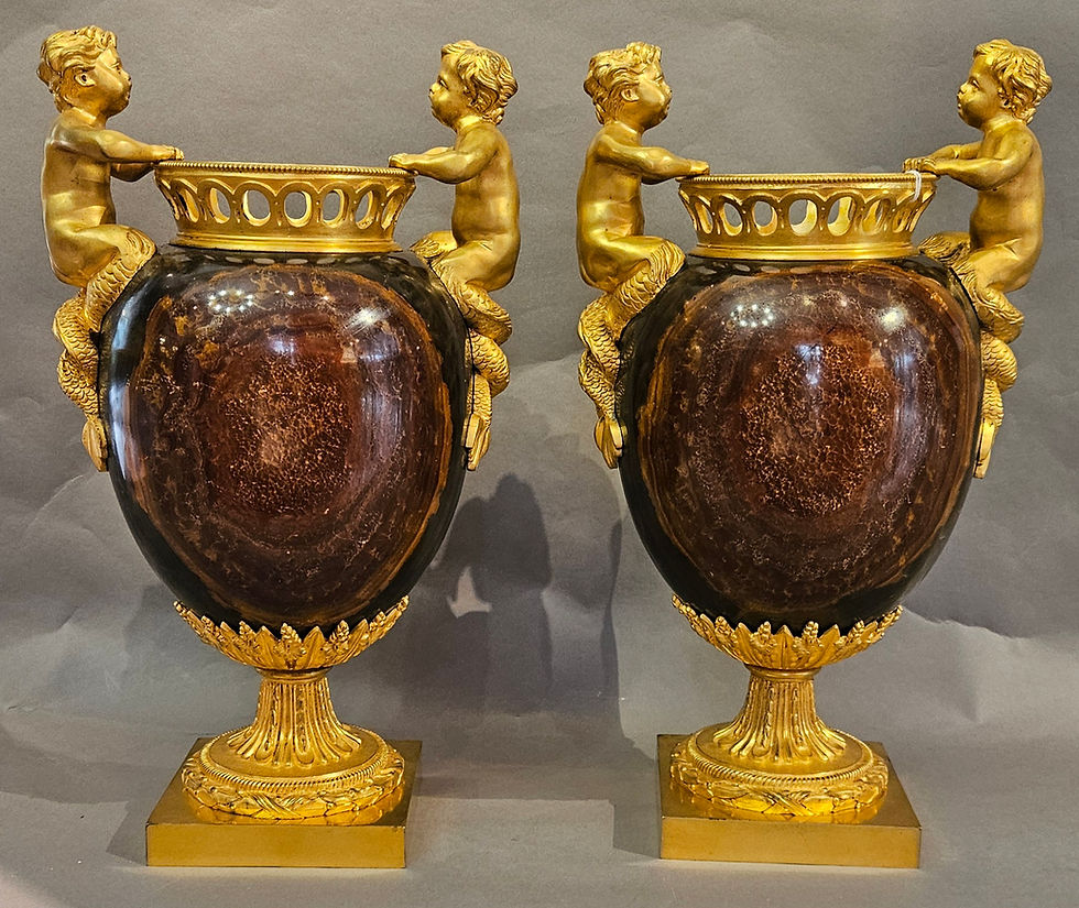 paire de vases en jaspe et bronze doré, att. thomire