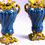 Miniature : Paire de vases en émail bleu et bronze doré Louis XV