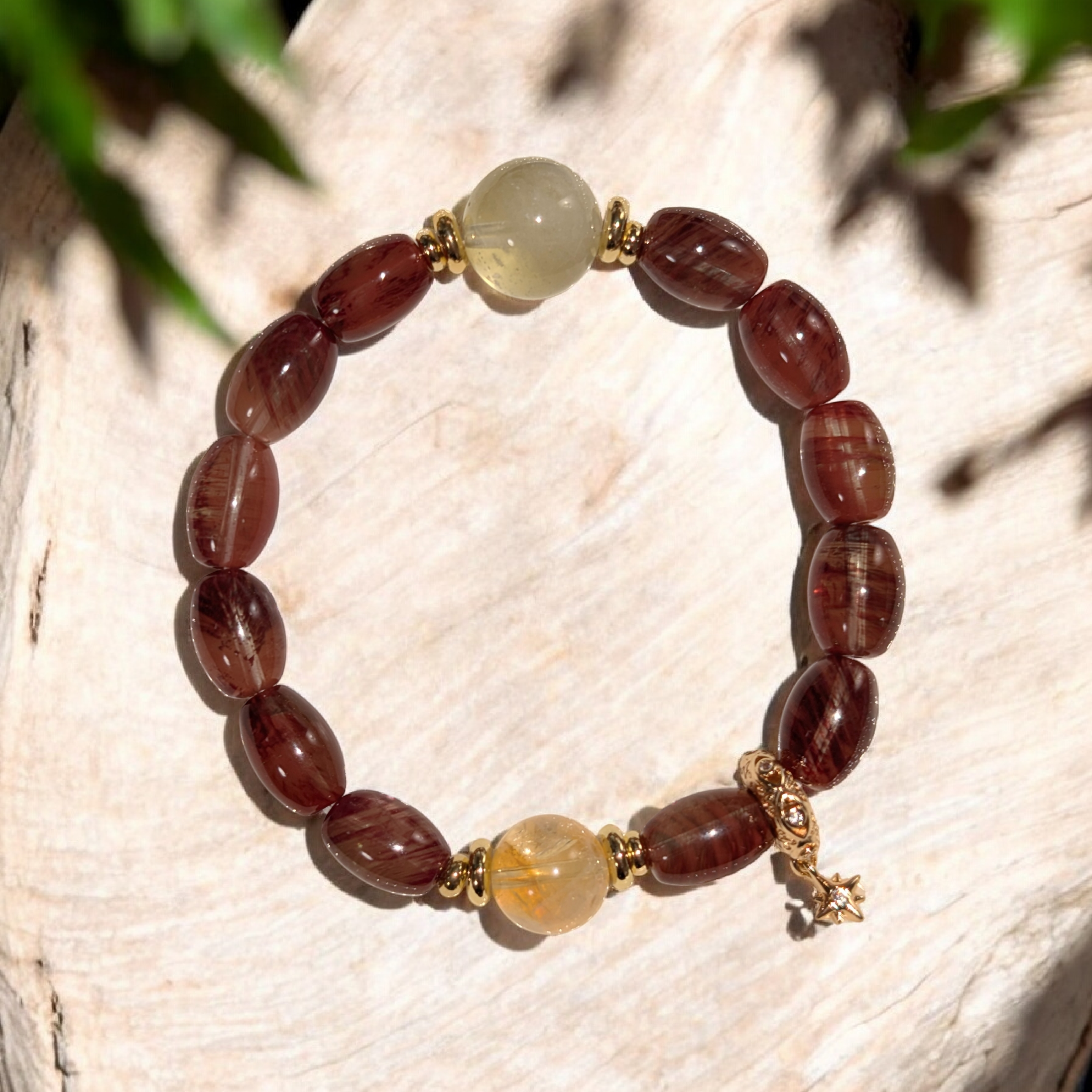 2026年 パワーアップ開運金運ブレスレット リビアングラス×シトリンファントム×カラーチェンジアンデシン(1本)