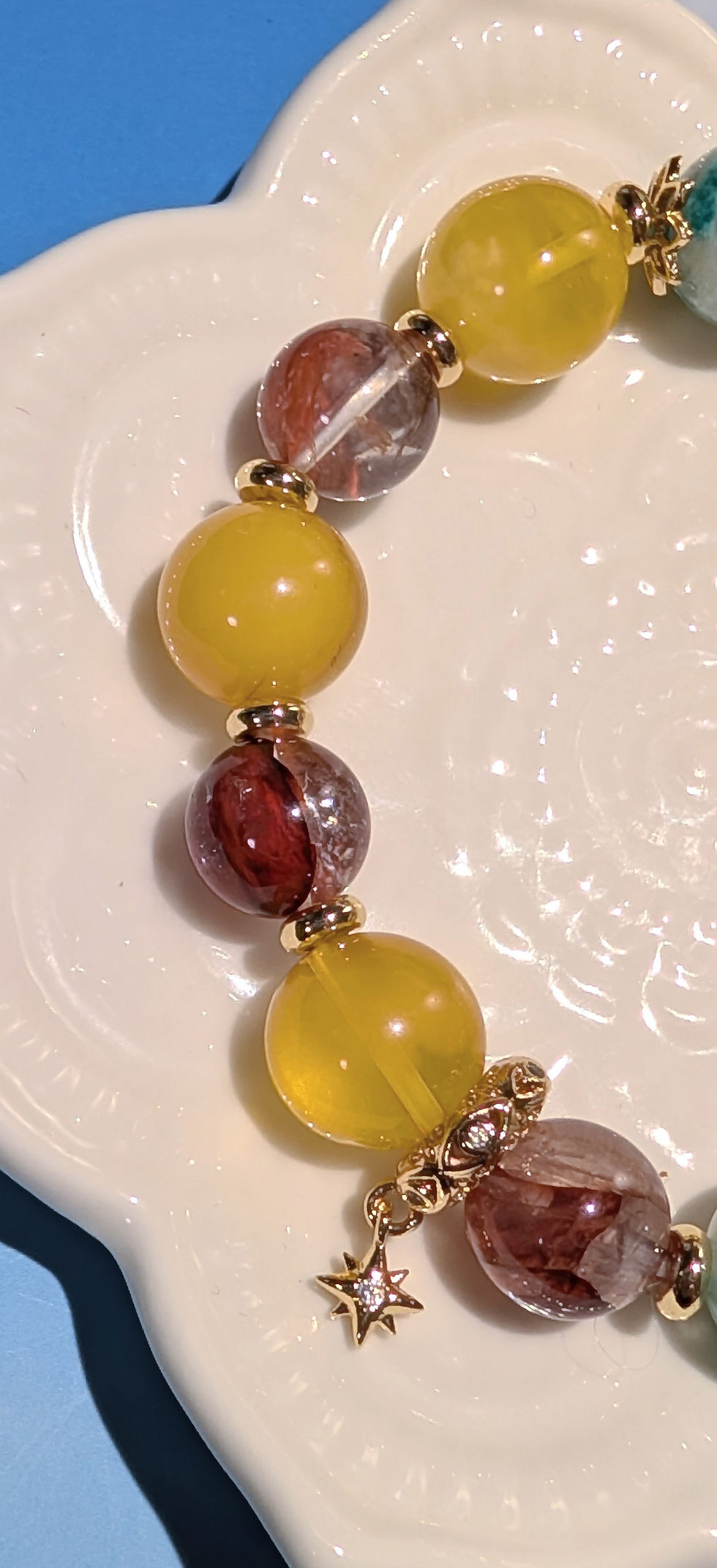 サムネイル： 2026年 パワーアップ開運金運ブレスレット ハニーアンバー琥珀×レッドファントム×アマゾナイトゼブラシリカ(1本)