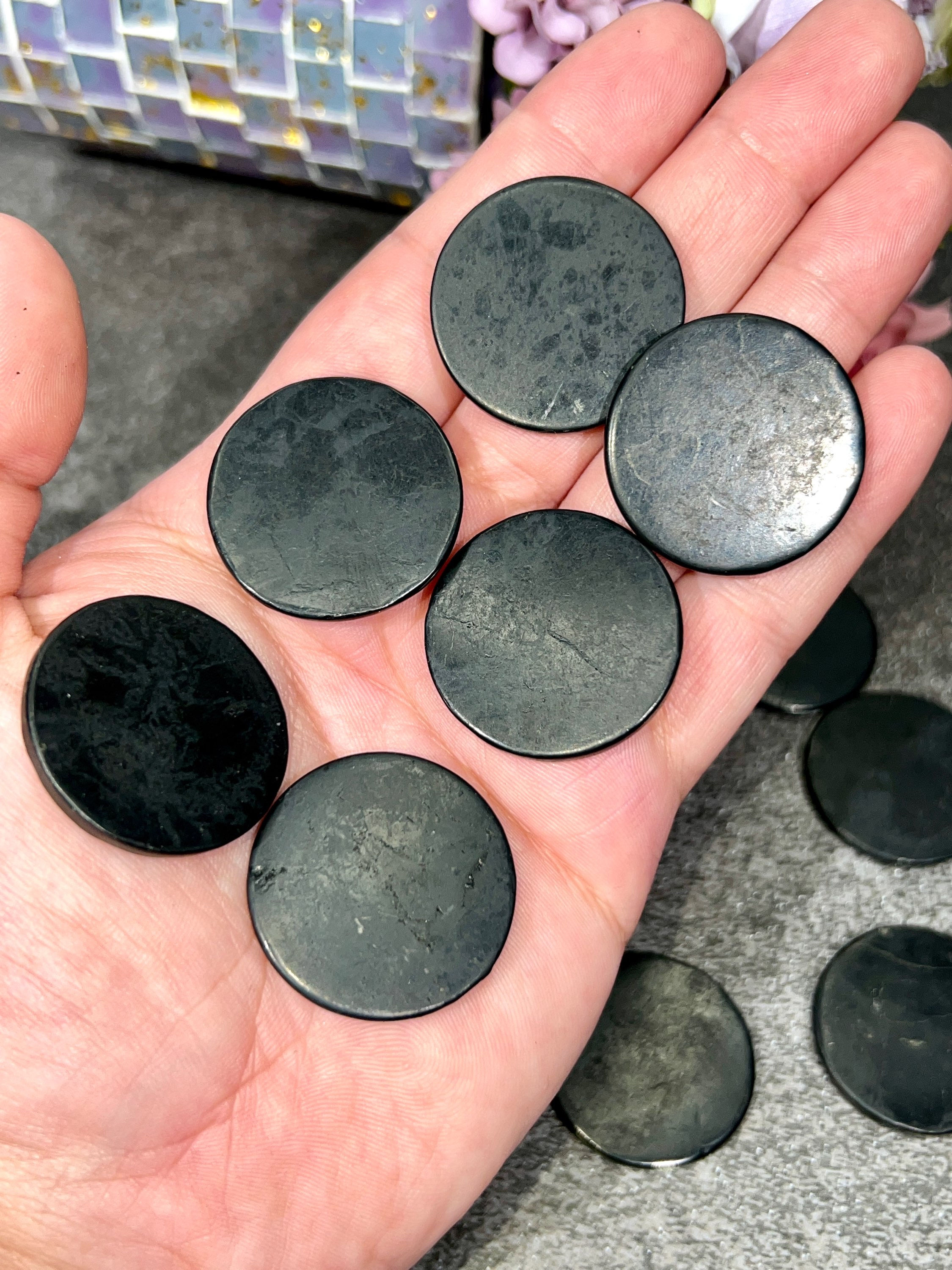 Shungite Round Cellphone Sticker | Crystals to Block EMFs