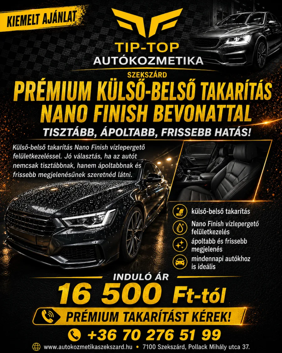 Prémium külső-belső takarítás Nano Finish bevonattal