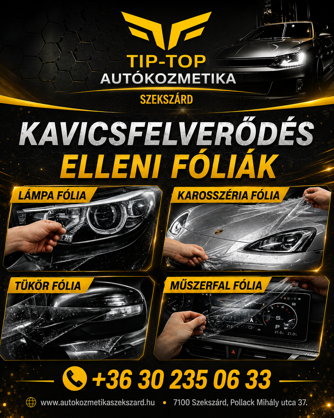 Kavicsfelverődés elleni fóliák