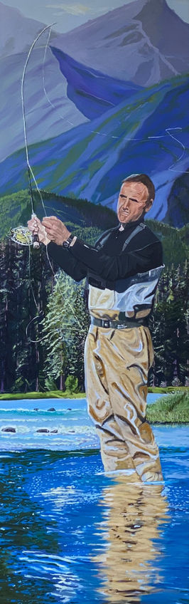 The Old Man Fishes the River