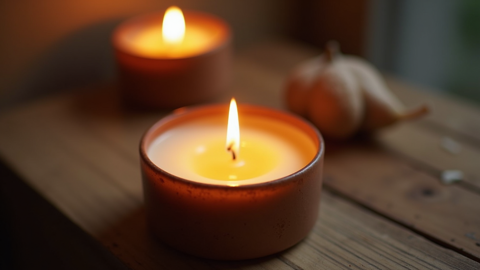 High-angle view of burning soy wax candle
