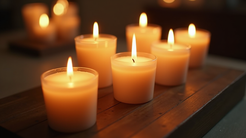 High angle view of beautifully lit eco-friendly candles