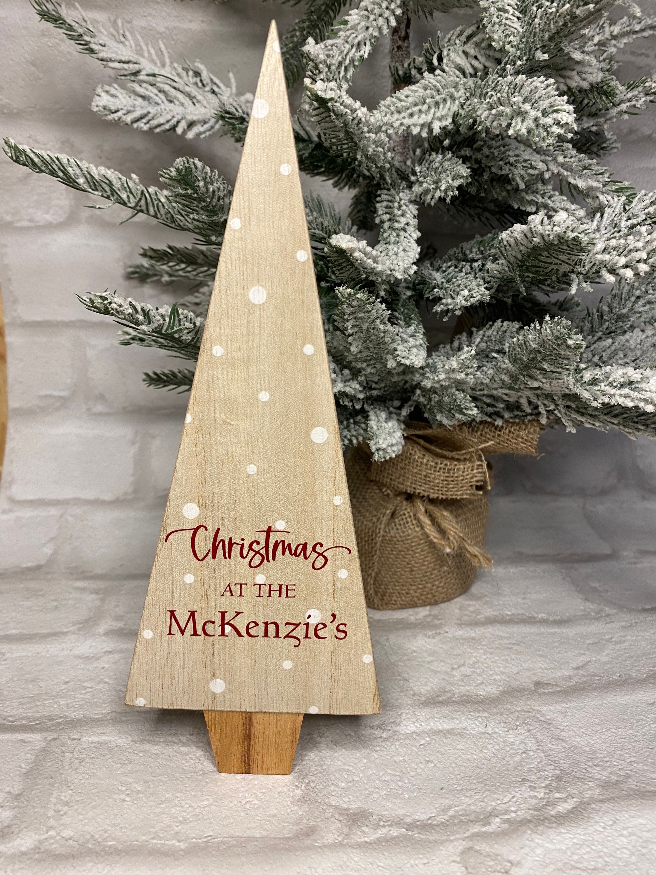 Wooden Personalised Christmas Tree, Family Name keepsake