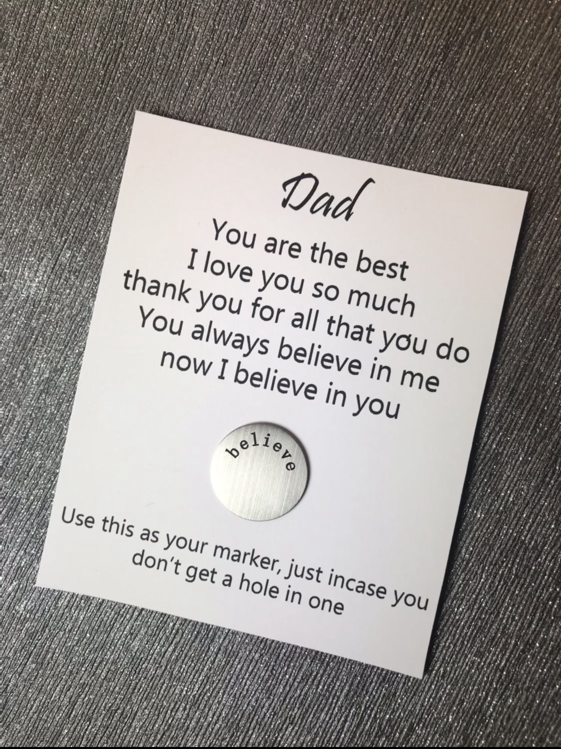 Believe Golf Marker, Thank you Dad Golf Gift