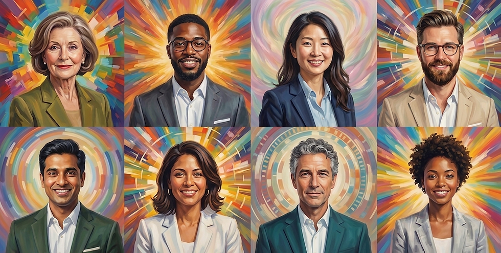 Panel of 8 professionals radiating