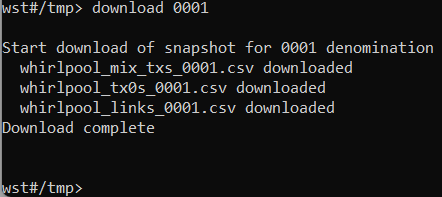 Téléchargement des données de la pool 0001 depuis OXT
