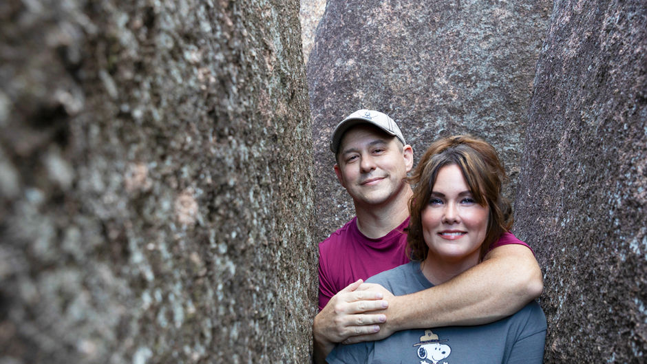 Jeremy and Kelly Medley at Missouri's Elephant Rock State Park. #573Magazine