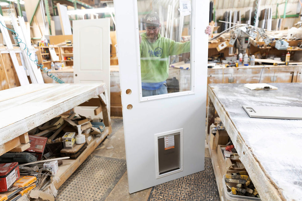 Chris Bullis working in the Hoods Door shop