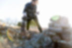 Keely Hawkins rock stacking at Hughes Mountain in Missouri