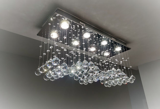 Hanging chandelier with decorations
