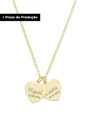 COLAR PERSONALIZADO DOIS NOMES E DUAS DATAS PP013-O | R$ 99,90