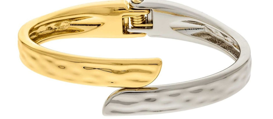 PULSEIRA DUO ORGÂNICA NO OURO E RÓDIO 69MM MOP342-60 R$ 128,00